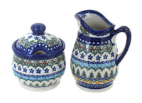 Polish Pottery Holiday Pine Cream & Sugar Set