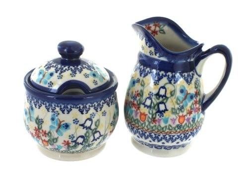 Polish Pottery Garden of Eden Cream & Sugar Set