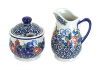 Polish Pottery Garden Butterfly Cream & Sugar Set