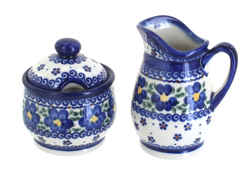 Polish Pottery Spring Blossom Cream & Sugar Set