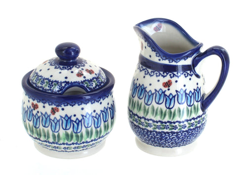 Polish Pottery Garden Tulip Cream & Sugar Set