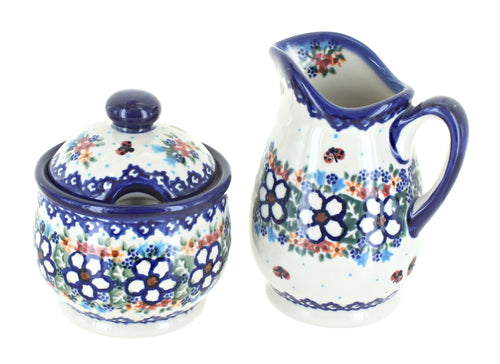 Polish Pottery Scarlett Cream & Sugar Set