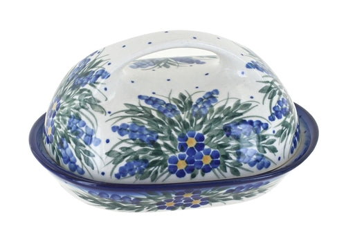 Polish Pottery Hyacinth Butter Dish