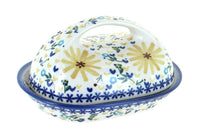 Polish Pottery Yellow Daisy Butter Dish