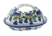 Polish Pottery Pansies Butter Dish