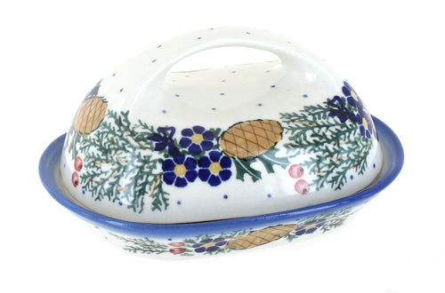 Polish Pottery Pinecone Butter Dish