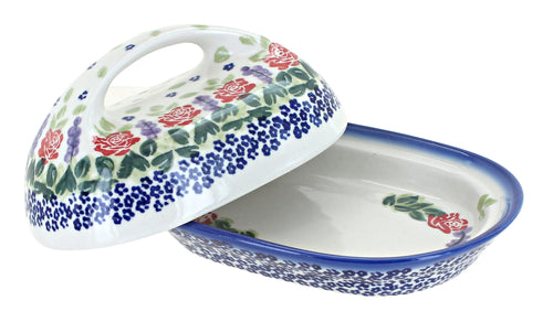 Roses Are Red Butter Dish Polish Pottery