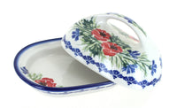 Cherry Red Bouquet Butter Dish Polish Pottery