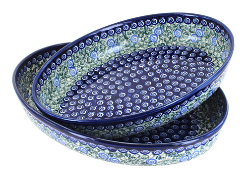 Polish Pottery Seaside Swirl Oval Baker Set