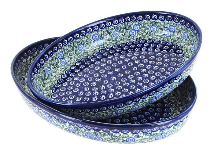 Polish Pottery Seaside Swirl Oval Baker Set