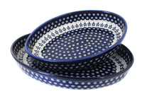 Polish Pottery Flowering Peacock Oval Baker Set