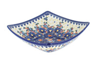Polish Pottery Blue Dahlia Square Serving Dish