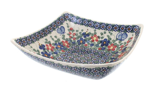 Polish Pottery Garden Butterfly Square Serving Dish