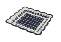 Polish Pottery Flowering Peacock Square Small Dessert Plate