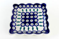 Peacock Square Small Dessert Plate Polish Pottery