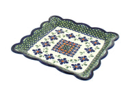 Polish Pottery Mosaic Flower Square Small Dessert Plate