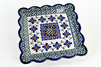 Mosaic Flower Square Small Dessert Plate Polish Pottery