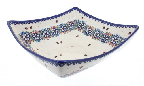 Polish Pottery Scarlett Large Square Serving Bowl