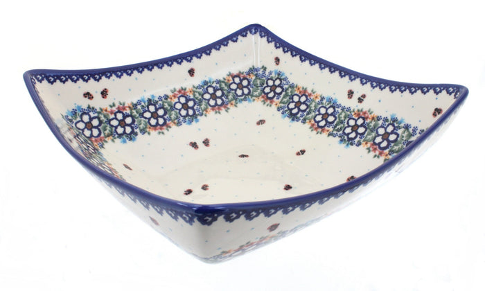 Polish Pottery Scarlett Large Square Serving Bowl