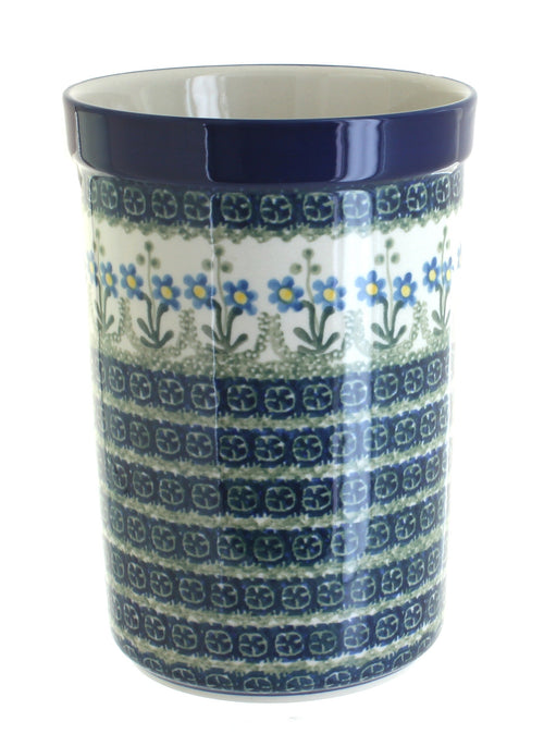 Polish Pottery Blue Posy Utensil Jar