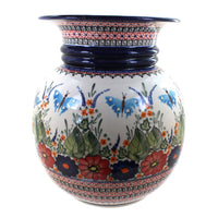Polish Pottery Floral Butterfly Floor Vase