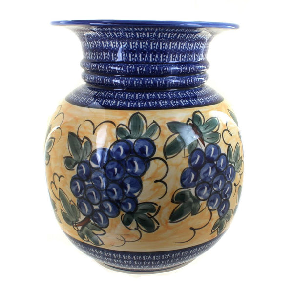 Grapes Floor Vase with Cobalt Trim