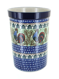 Polish Pottery Rooster Row Utensil Jar