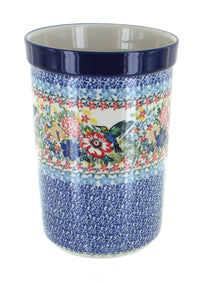 Polish Pottery Hummingbird Utensil Jar