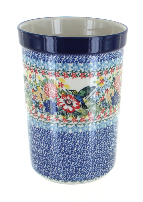 Polish Pottery Hummingbird Utensil Jar