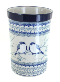 Polish Pottery Bluebird Utensil Jar