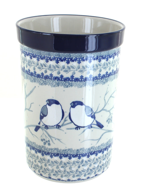 Polish Pottery Bluebird Utensil Jar