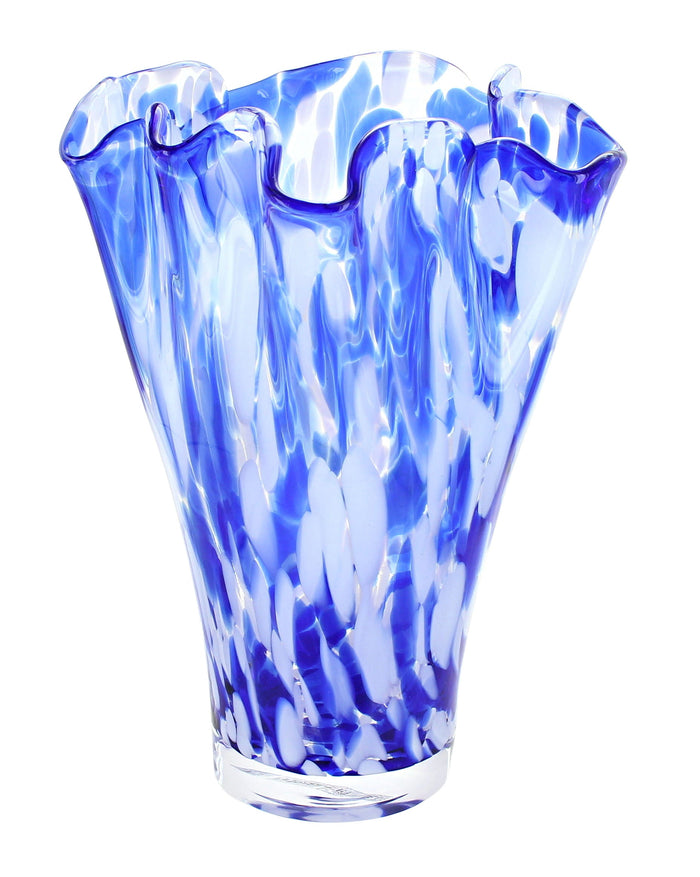 Polish Pottery Cobalt and Opal Confetti Ribbon Vase