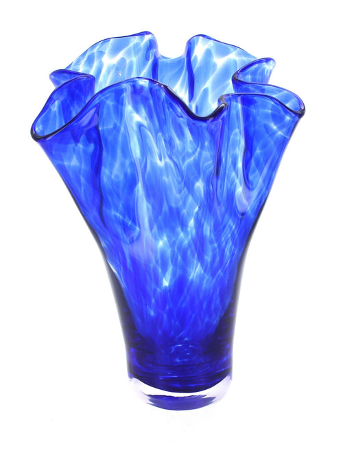 Polish Pottery Cobalt Confetti Ribbon Vase