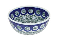 Polish Pottery Peacock Swirl Dessert Bowl