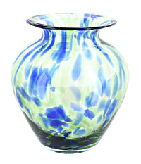 Polish Pottery Cobalt and Green Glass Vase
