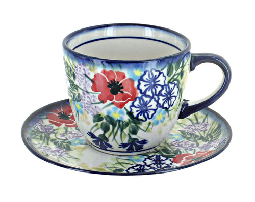 Polish Pottery Summer Garden Cup & Saucer