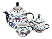 Polish Pottery Evergreen Three Piece Tea Set