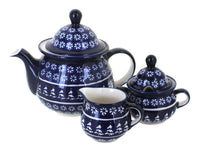 Polish Pottery Winter Nights Three Piece Tea Set