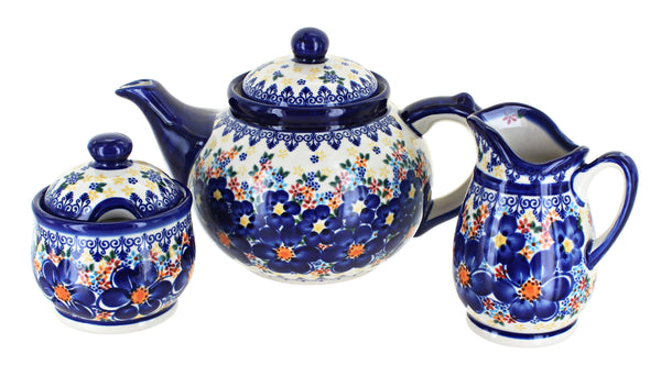 Blue Dahlia 3 Piece Tea Set