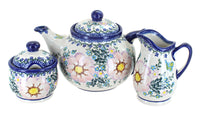 Polish Pottery Apple Blossom 3 Piece Tea Set