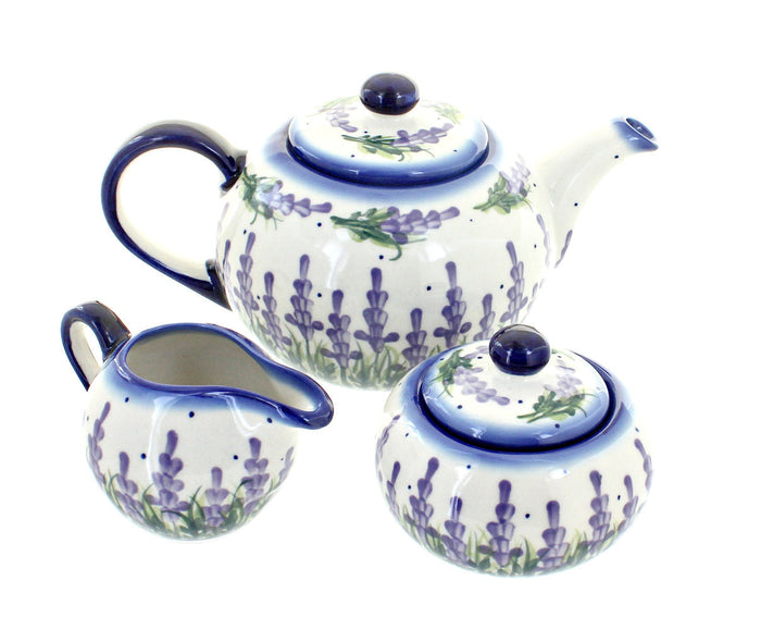 Polish Pottery Lavender Fields 3 Piece Tea Set