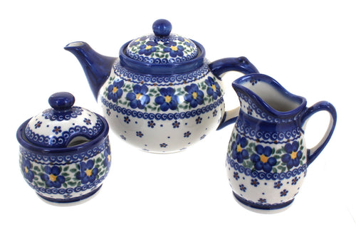 Polish Pottery Spring Blossom 3 Piece Tea Set