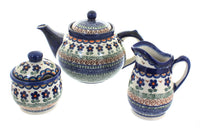 Polish Pottery Aztec Flower 3 Piece Tea Set