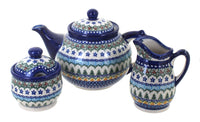 Polish Pottery Holiday Pine 3 Piece Tea Set