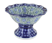 Polish Pottery Seaside Swirl Small Pedestal Fruit Bowl