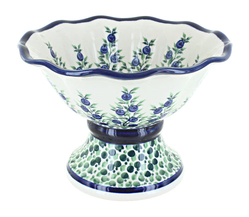 Polish Pottery Porcelain Vine Small Pedestal Fruit Bowl