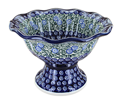 Polish Pottery Seaside Swirl Pedestal Bowl