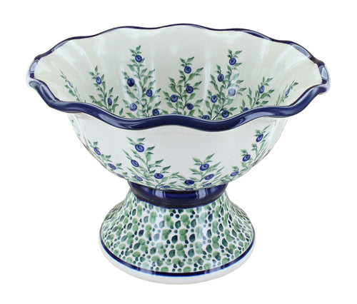 Polish Pottery Porcelain Vine Pedestal Bowl
