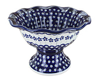 Polish Pottery Flowering Peacock Pedestal Bowl