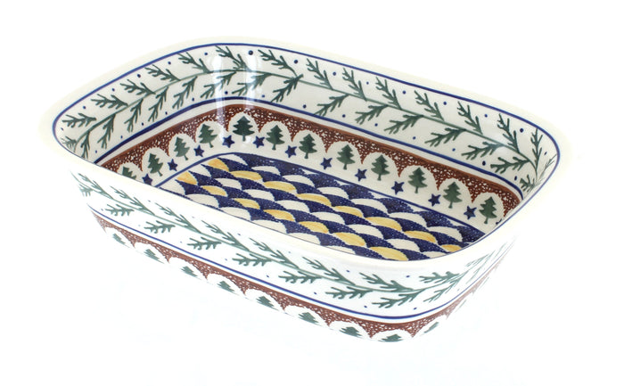 Polish Pottery Evergreen Loaf Baker